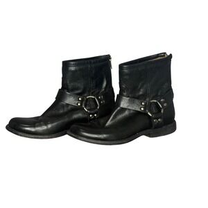 Frye Black Leather Combat Boots